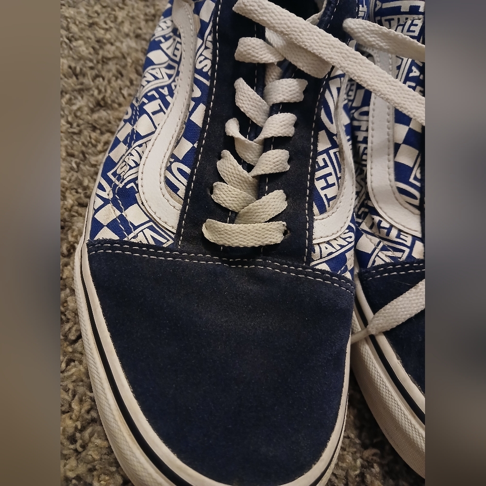 Vans Blue and White Checkered Sneakers - Picture 3 of 16